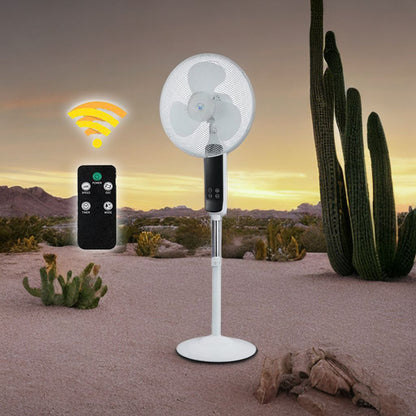 16″ Pedestal Oscillating Standing Cooling Fan with Remote Control and Timer – Black and White